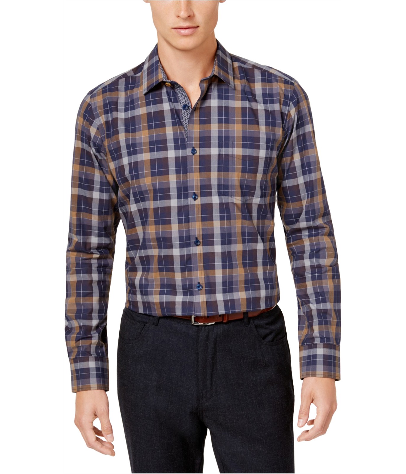 Мужская клетчатая спортивная рубашка на пуговицах от Райана Сикреста