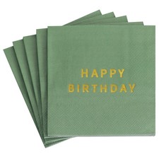 52 Pack Gold Foil Happy Birthday Cocktail Napkins 5 Inch Folded 3 Ply Party