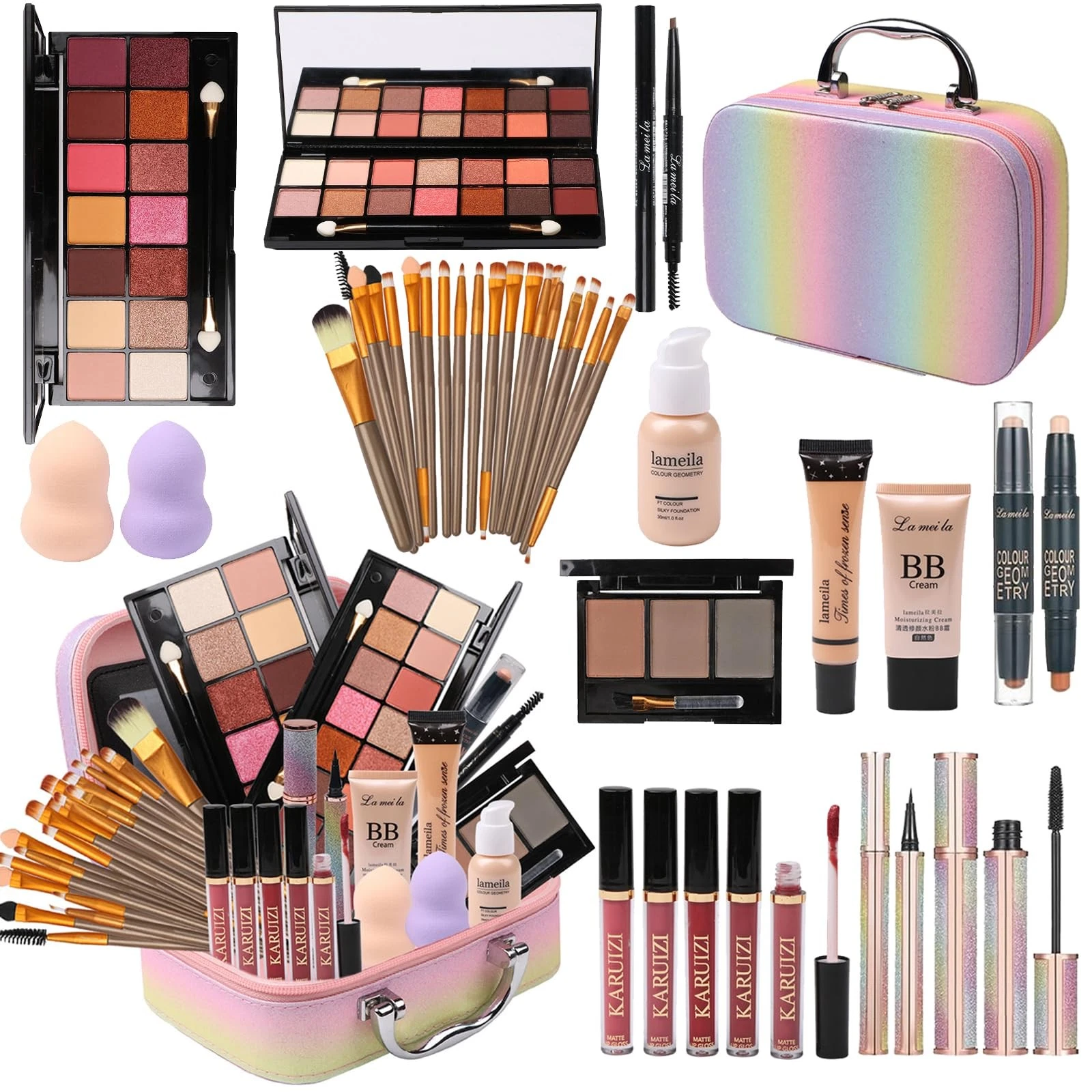 Makeup Set for Girls, Rainbow Kit, Beauty Boxes with Multicolor