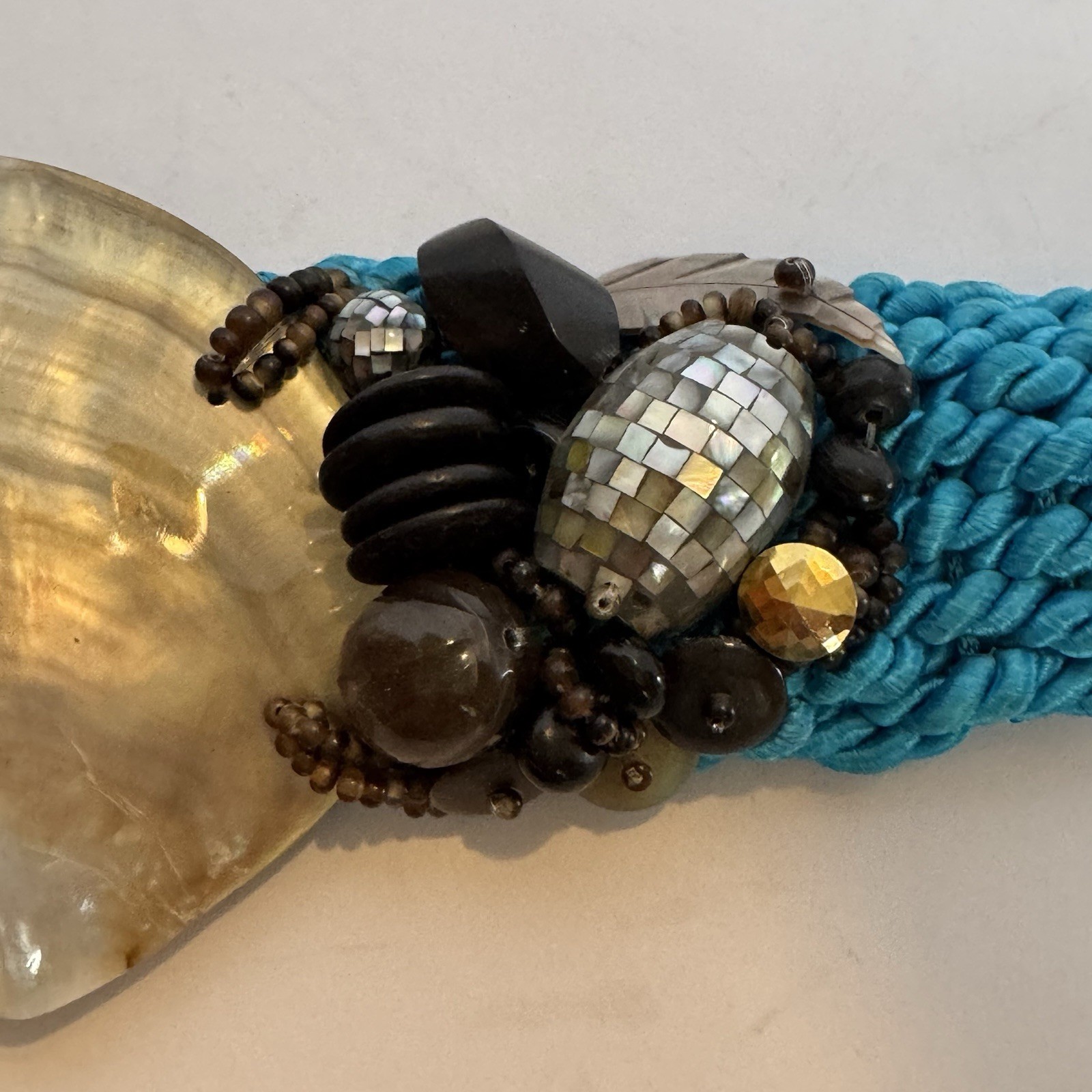 Twisted Blue Cord Statement Shell Beaded Women’s … - image 14