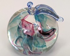 Vintage Selkirk Glass Apple Paperweight Signed Dated 1995 Scottish Art Glass