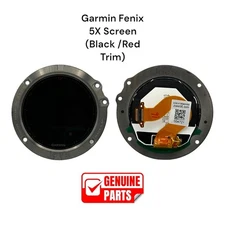 OEM Garmin Fenix 5X 51mm LCD Screen Replacement Repair (Slate Gray Red) Part [A]