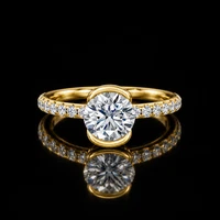 Round Moissanite Engagement Ring 925 Sterling Silver Swirl Bypass Pave Ring
