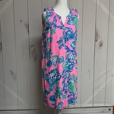 Lilly Pulitzer Essie Dress Medium Barefoot Princess Split Neck EUC