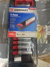 JobSmart 11 Piece Standard SAE Deep Socket Set 1/4 in Drive 6 Point New Sealed