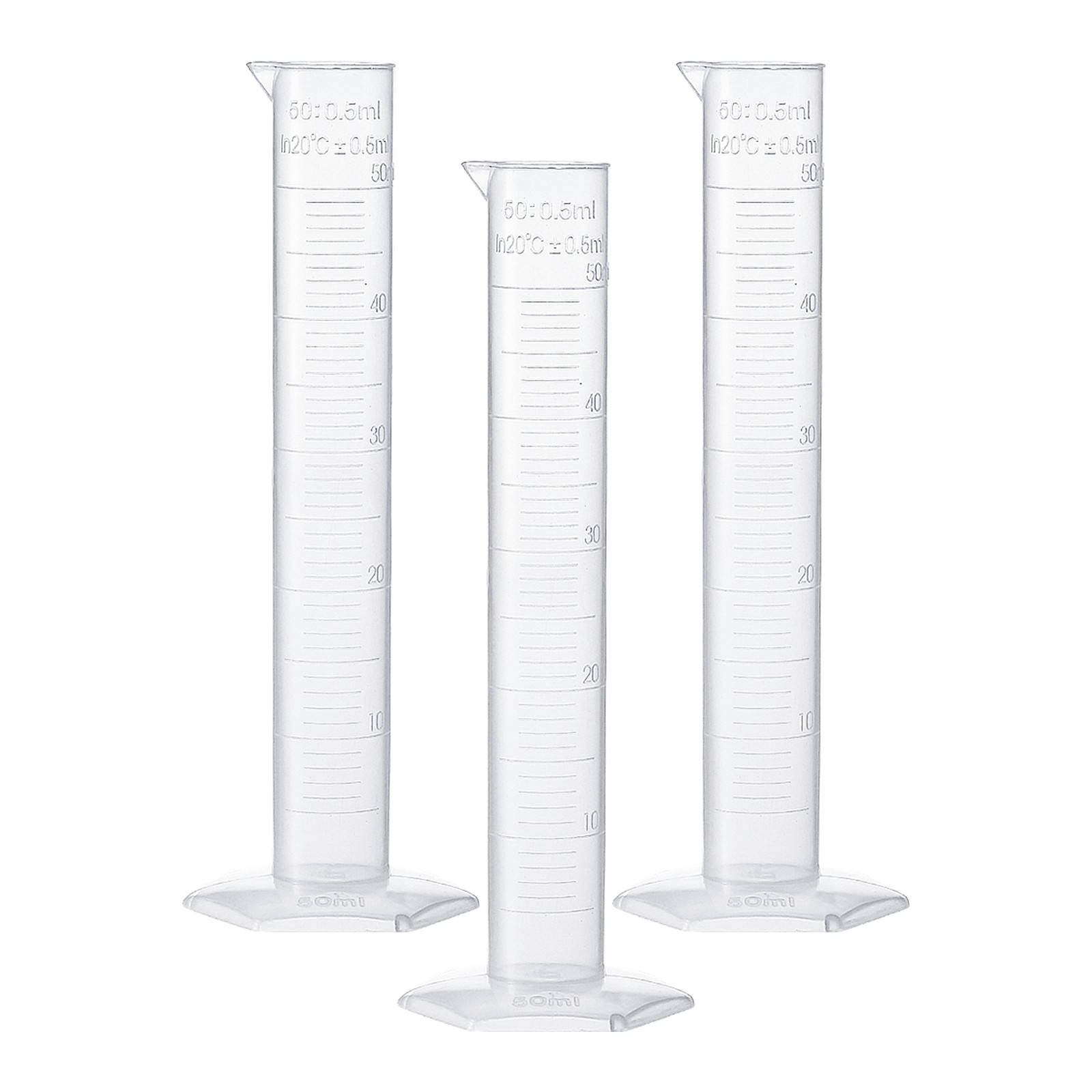 3 Pcs Measuring Graduated Cylinders,for Chemical Measuring(Clear White, 50ml)