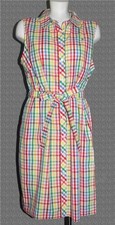Tommy Hilfiger Colorful Checkered Belted Sleeveless Shirt Dress Wm's 10 NWT 89