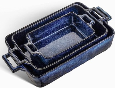 VICRAYS Ceric Bakeware Set, Porcelain Rectangular Lasagna Pans Casserole
