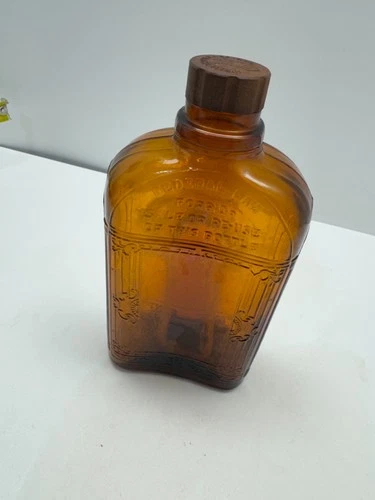 Vintage Federal Law Forbids Sale or Reuse Bottle 1 Pint Amber Glass w/ Cap