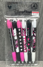 Disney Parks Minnie Mouse 6 Pack Pen Set Black Ink Original Souvenir