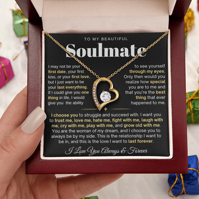 To My soulmate Love Heart Necklace birthday anniversary Valentine s Day Gift