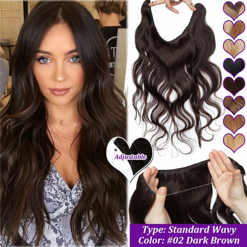 Thick 7A+ Hidden Wire In 100% Real Remy Human Hair Extensions One Piece #BLONDE - Picture 37 of 40