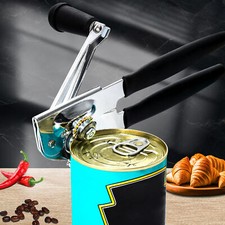 Commercial Can Opener Stainless Easy Crank + Magnet Heavy Duty Ergonomic Design
