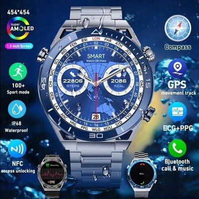 Ultimate Smart Watch Men Bluetooth Call Compass NFC 100+ Sports GPS Tracker