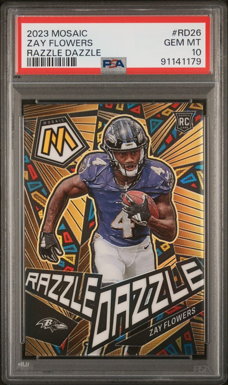 2023 Mosaic Football Zay Flowers Razzle Dazzle PSA 10 #RD26 Ravens RC