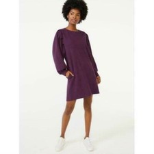 Scoop Sweatshirt Dress Women's Size S Purple Puff Sleeve                  --G6--