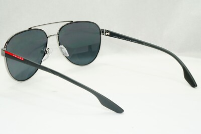 Prada Sunglasses Polarized Gunmetal Grey Metal Pilot PS54TS