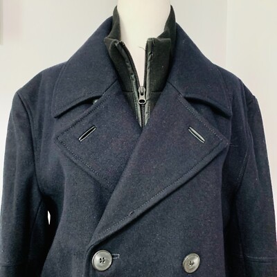 BARNEYS NEW YORK WOOL PEA COAT BLACK | eBay