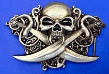 Creepy Skull Head Vampire Teeth Swords Snake Halloween Gothic Biker Belt Buckle