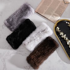 Women's Real Mink Fur Gloves Knitted Fingerless Elastic Warm Mittens Sleeves Fur