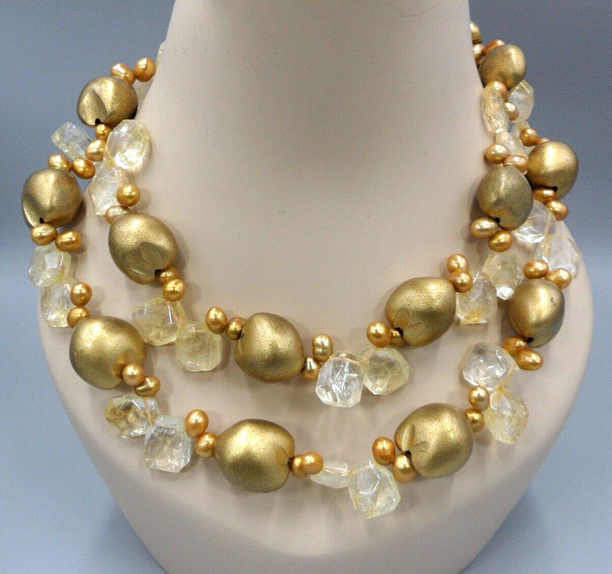 Two Blonde Lizards Statement Necklace Freshwater … - image 1