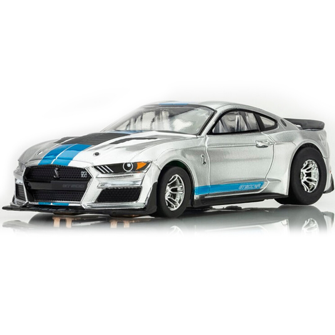 AFX 22099 MegaG+ Shelby Mustang GT500KR 2022 Silver/Blue HO Slot Car