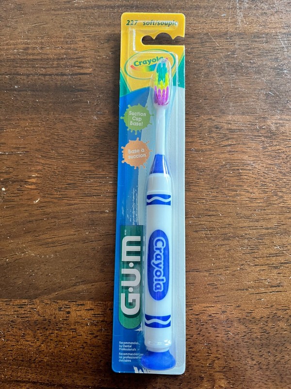 Crayola GUM Toothbrush for Kids Suction Cup, 227 Soft Bristles 227 Purple NEW