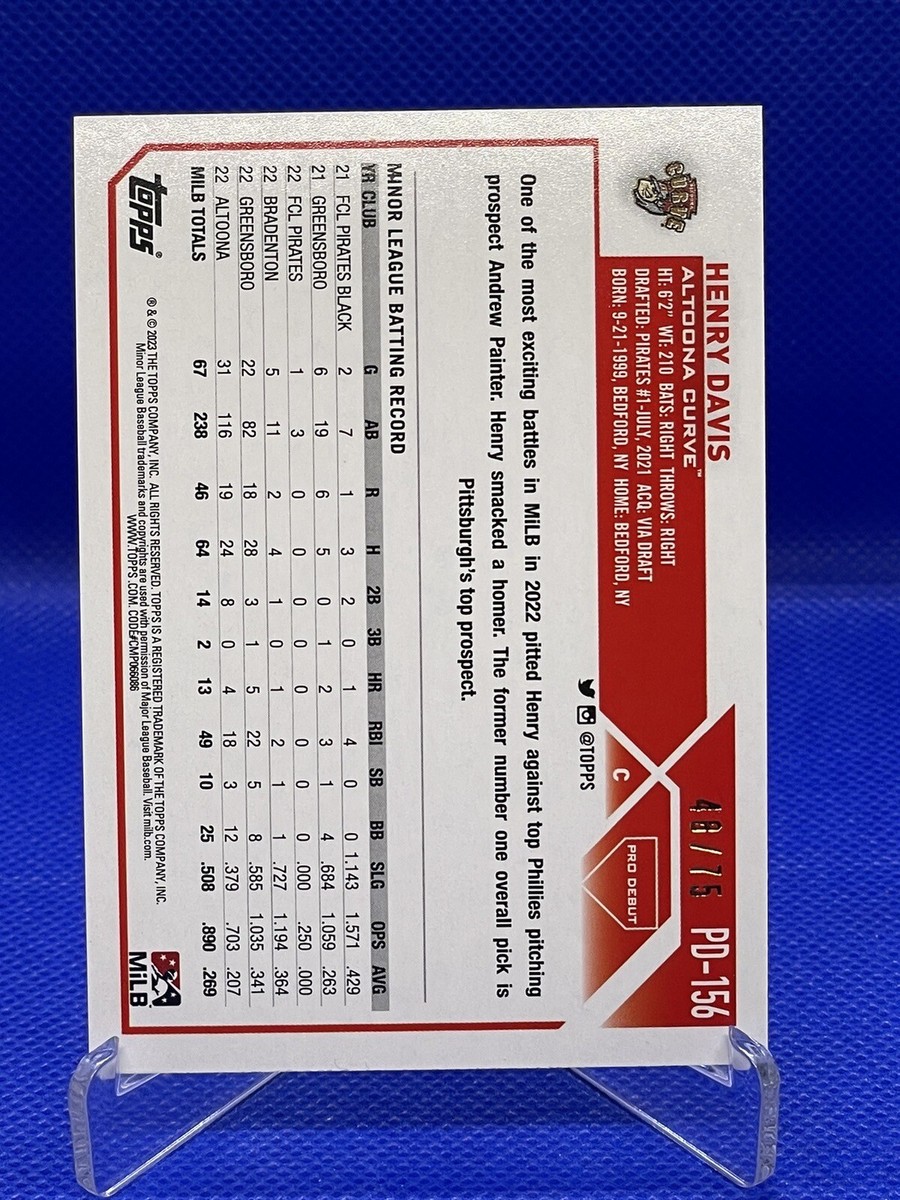 2023 Topps Pro Debut Aqua Foil /75 Henry Davis #PD-156 Altoona