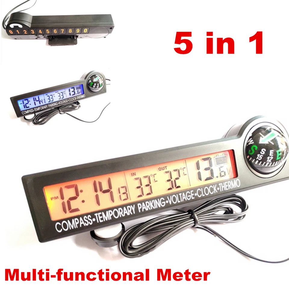 Digital LCD Car Cigarette Lighter Volt Voltage Gauge Meter Thermo Monitor 12V - Image 2 of 4