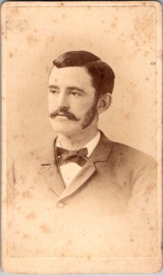 Man w/Moustache & Sideburns, ID''d on Back, Geneva, NY,  CDV Photo, c1870s #P3680