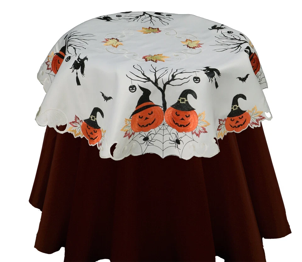 Creative Linens Fall Halloween Placemats Table Cloth Runner Mantel Scarf Ivory - Image 3 of 4