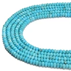 3 STRANDS LOT SLEEPING BEAUTY TURQUOISE GEMSTONE HANDMADE BEADS RONDELLE 4-5MM