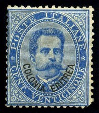 Eritrea, Italian Colony. 1892. 25c. Blue. SC# 6. NGH. SCV $1,350