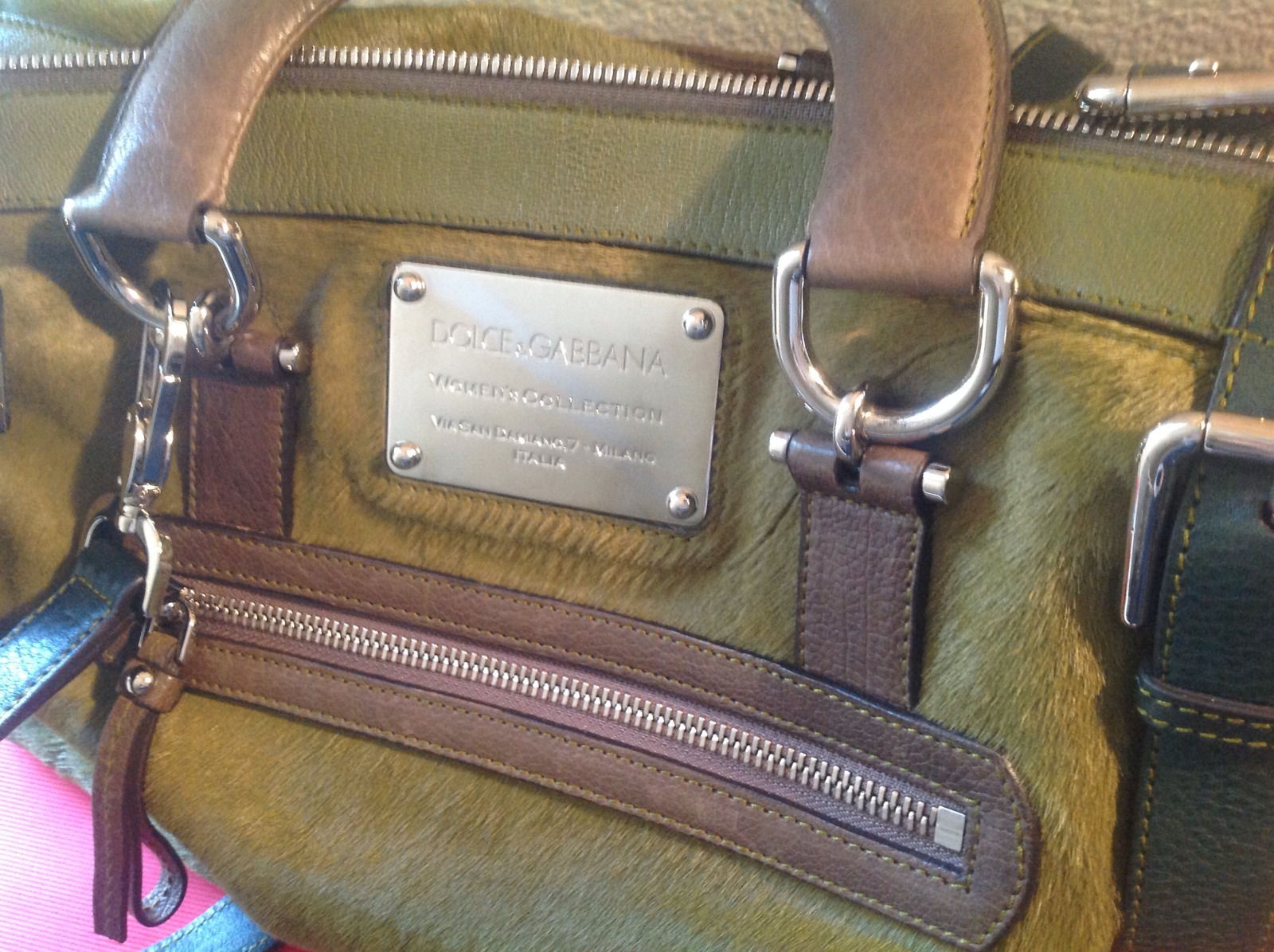 BORSA A MANO DOLCE & GABBANA DONNA $2560 PONY OLIVA MULTI PELLE NUOVA CON ETICHETTE ITALIA