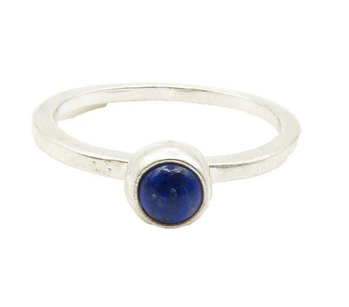 SHUBE 925 Silver  Cabochon Cut Lapis Lazuli Solitaire Ring Sz 10  RG15075