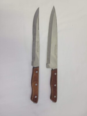 Pair 2 VTG Maxam Chef Knife Wood Handle Stainless Steel - Japan - Excellent