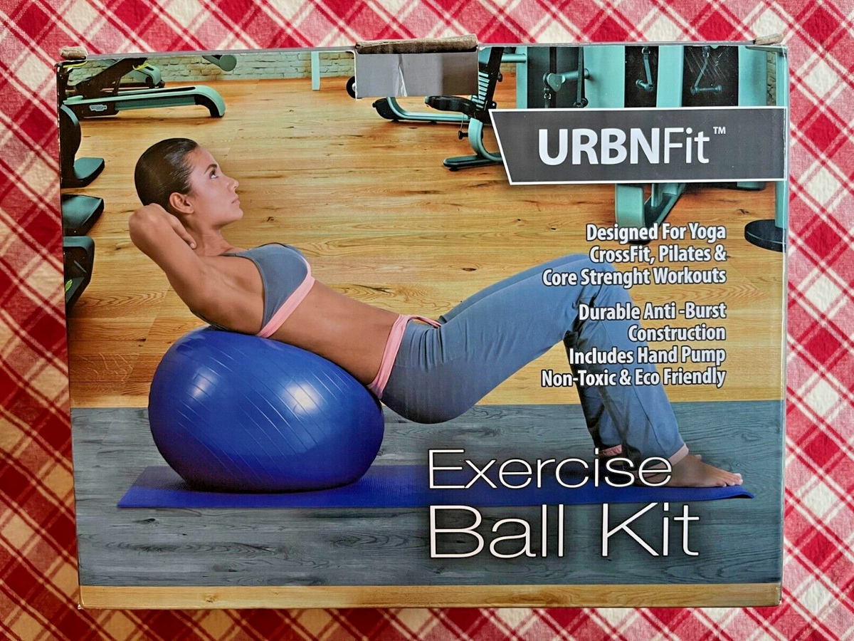 URBNfit Blue Exercise Ball Kit 65 cm Yoga, Pilates, CrossFit Core  Strength