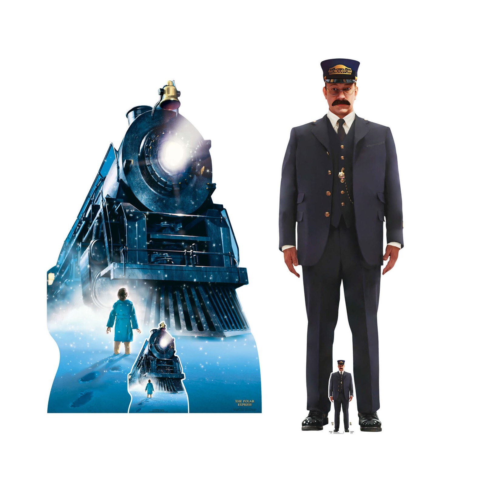 Polar Express Train and Conductor Cardboard Cutouts Christmas Set of 2 Standees