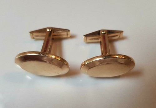 14ct Yellow Gold oval, swivel back cufflinks - Picture 3 of 4