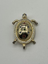 Multi Colored Crystal Rhinestone Gold Tone Sea Turtle Tortoise Animal Brooch