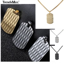 Silver/Black/Gold Plated Stainless Steel Dog Tag Pendant Necklace Shield Shape