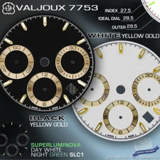 DIAL MOVEMENT ETA VALJOUX 7753, Ø 29.5mm, BLACK OR WHITE, YELLOW GOLD, SLC1
