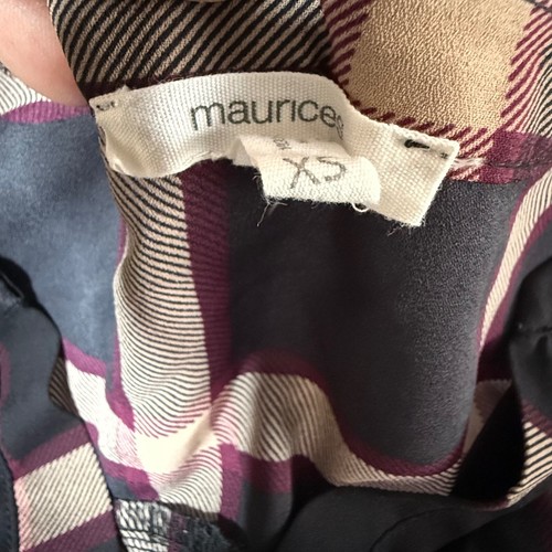 maurices Plaid Tunic Blouse Roll-Tab Sleeve V-Neck Casual Top XS - Picture 2 of 3