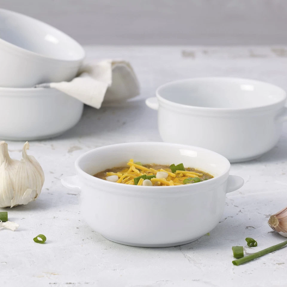 Set of 4 Handled Soup Chili Bowls, 20 ounces, White - Image 3 of 4