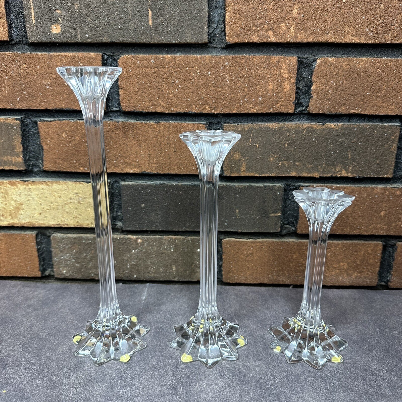 Vintage Set Of 3 Riedel Crystal Candle Stick Holders 6” 8” 10” eBay
