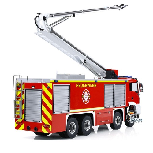 1/14 8x4 RC Feuerwehrwagen W/Metall Chassis Snozzle High-Reach Ausziehbarer Turm - Picture 9 of 12