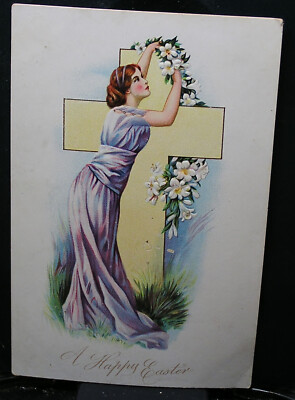 Vtg Easter postcard - 1907- Tucks- not posted but written on