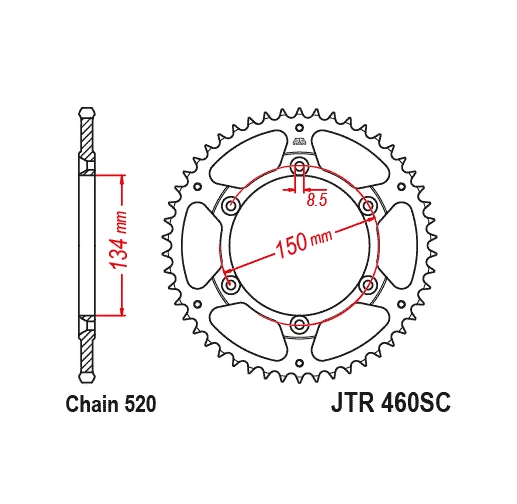 Dientes traseros de piñón de acero JT: 49 se adapta a Kawasaki KX250 K4-K5 1997 a 1998 Foto 2 de 2