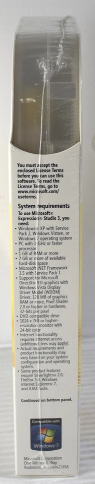 Microsoft Expression Studio 3 (Academic RETAIL Version) NEW SEALED! - Image 2 of 4