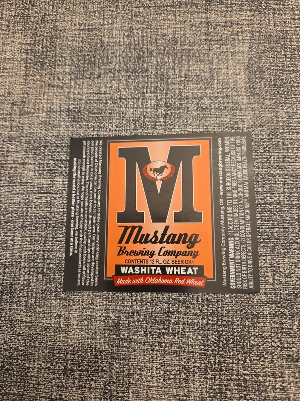 MUSTANG BREWING CO CRAFT MICRO BEER LABEL OK